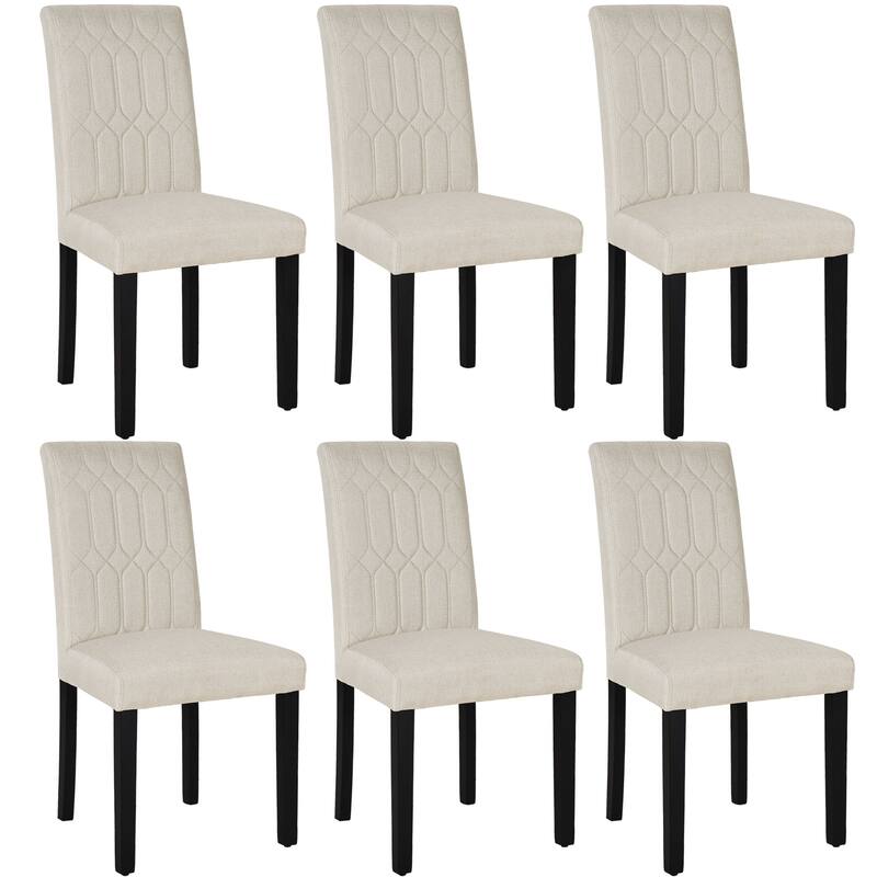Upholstered Dining Chairs Set of 2/4/6 Modern Kitchen Table Chairs with PU Leather, Wood Legs with Rubber Footpads - Set of 6 - Beige