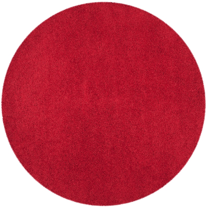 SAFAVIEH Laguna Shag Verdiana Solid Color 2-inch Thick Rug. - 6'7" Round - Red - Round