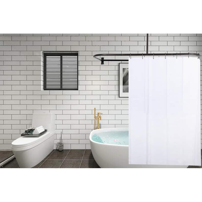 Utopia Alley Rustproof Aluminum D-shape Shower Rod With Ceiling Support for Freestanding Tubs, 60 * 25 in - Bronze