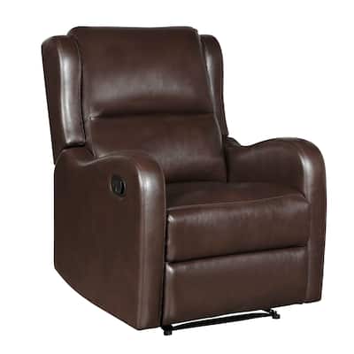 Kim Manual Recliner Chair with Tab Pull, Dark Brown Faux Leather