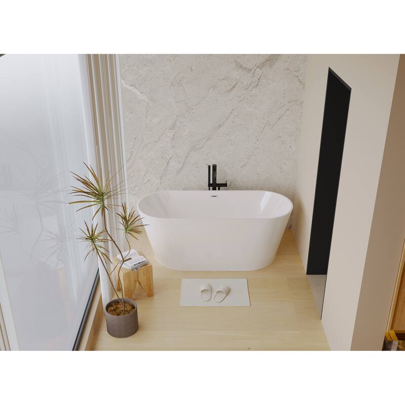 GDFStudio - Lillian Modern Freestanding Acrylic Soaking Bathtub with Ergonomic Comfort Design