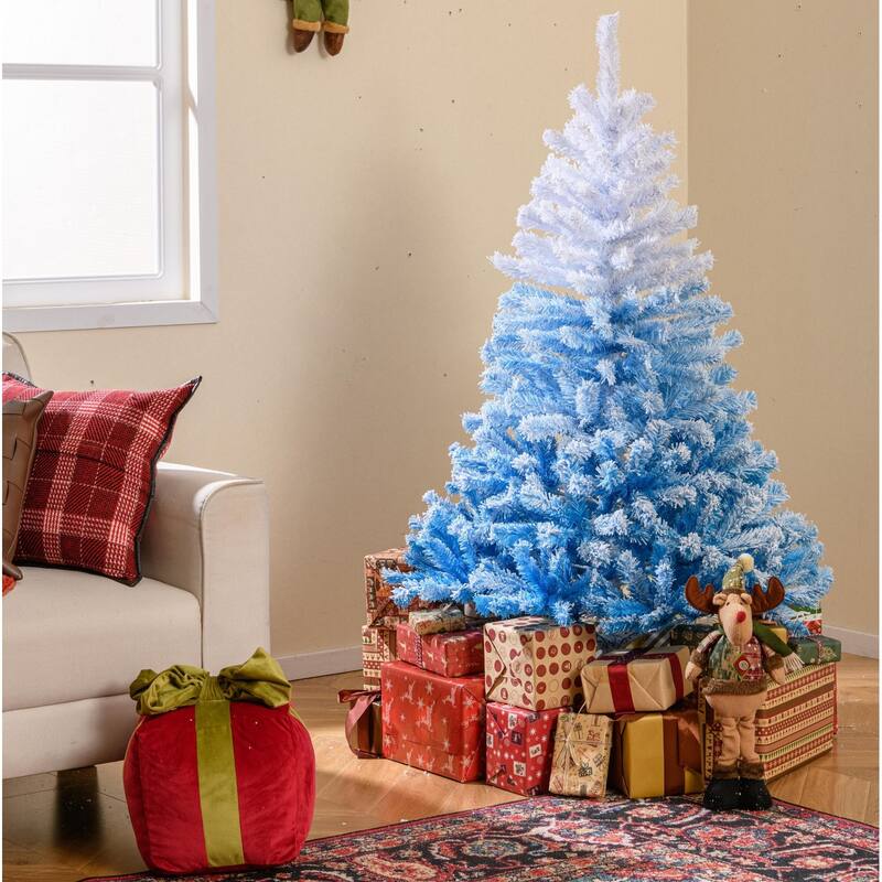 Artificial Flocked Christmas Tree with Metal Stand and Snow-Tipped Branches Ideal Holiday Decoration