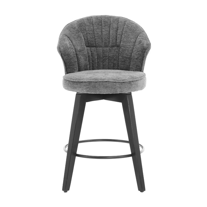 Ostweer Furniture 25" White Wing Back Swivel Bar Stools Set of 2