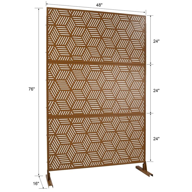 Outdoor & Indoor Privacy Screen Metal Privacy Screen 76" H×48" W - Brown