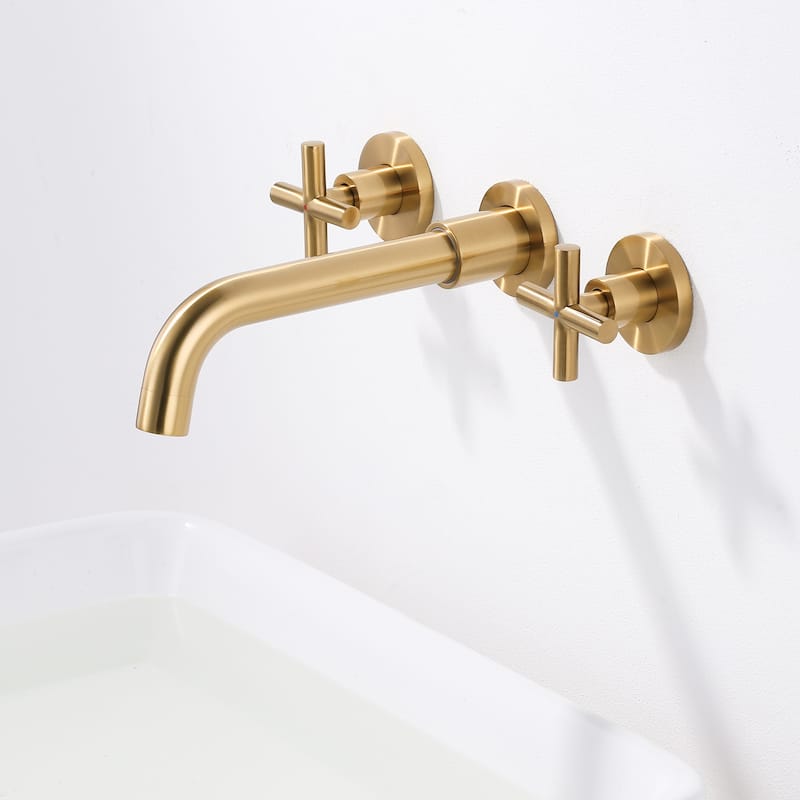 WOWOW Wall Mount Double Handle Bathroom Faucet