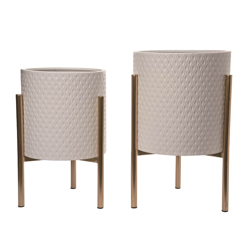 Transpac Metal White Everyday Planters Set of 2