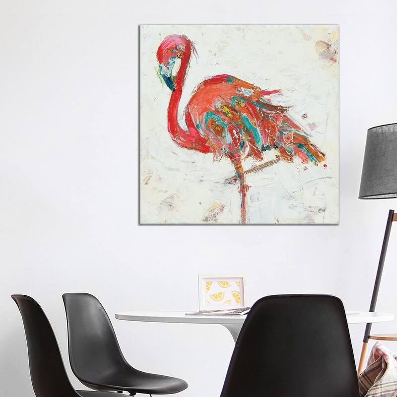 iCanvas "Flamingo on White" by Kellie Day Canvas Print - 37x37x1.5
