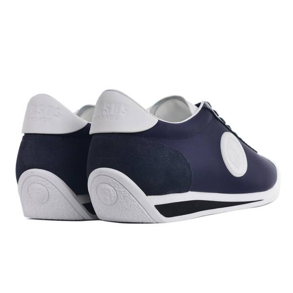 Shop Versus Versace Mens Navy Blue Suede Leather Lion Sneakers Rtl