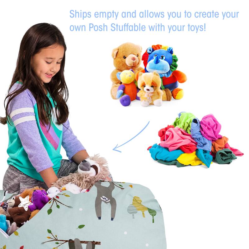 Kids Bean Bag Chair Cover Stuffed Animal Storage or Toy Organizer