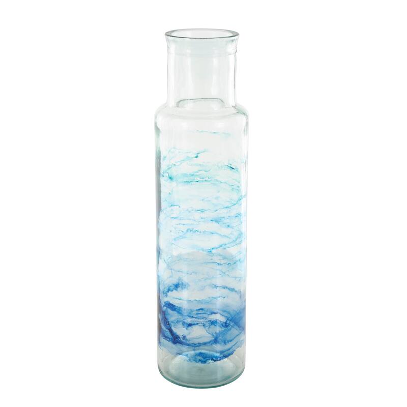 Blue Recycled Glass Ombre Abstract Vase