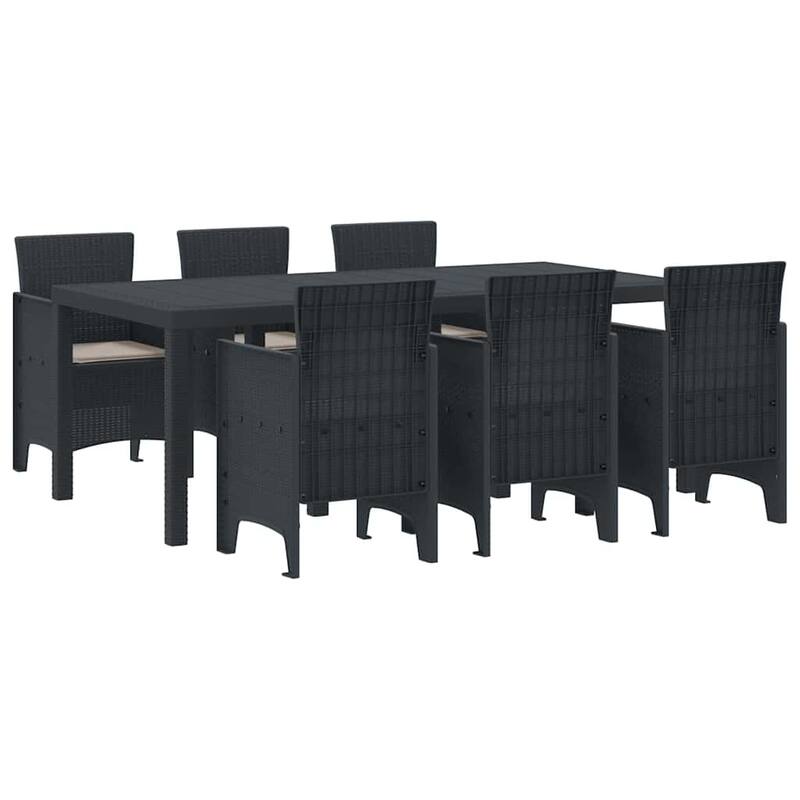 vidaXL Garden Dining Set 7/9 pcs Anthracite/Brown Polt rattan - 200 x 100 x 73 cm