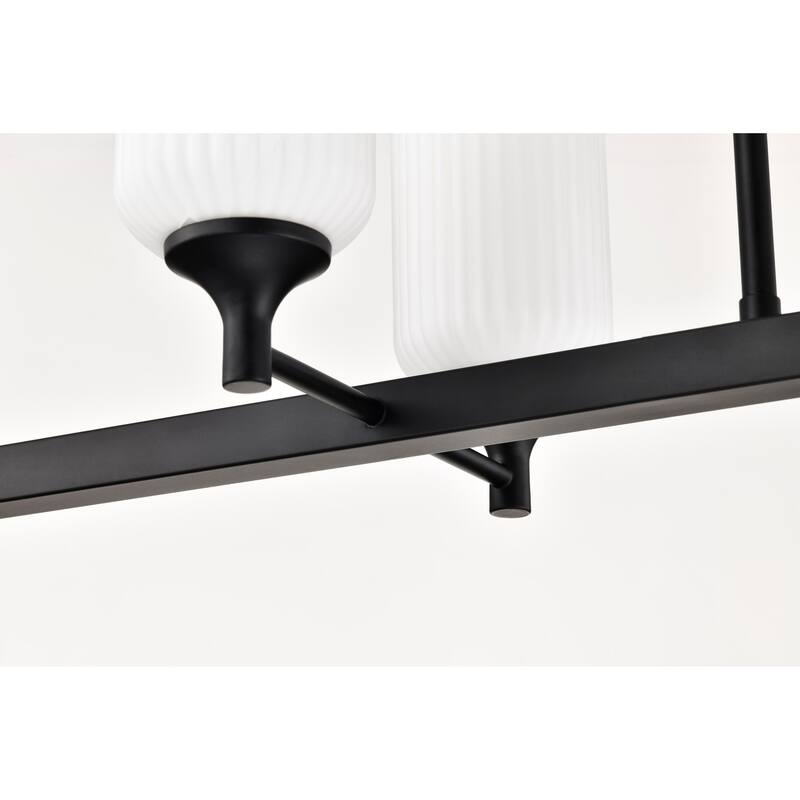 Solara 6 Light Island Pendant Matte Black Finish Frosted Ribbed Glass - Matte Black