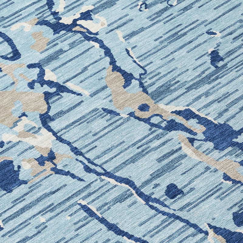 Machine Washable Indoor/ Outdoor Abstract Camo Chantille Rug