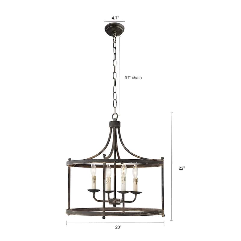 4 - Elegant Antique Rustic Metal Drum Chandelier Farmhouse