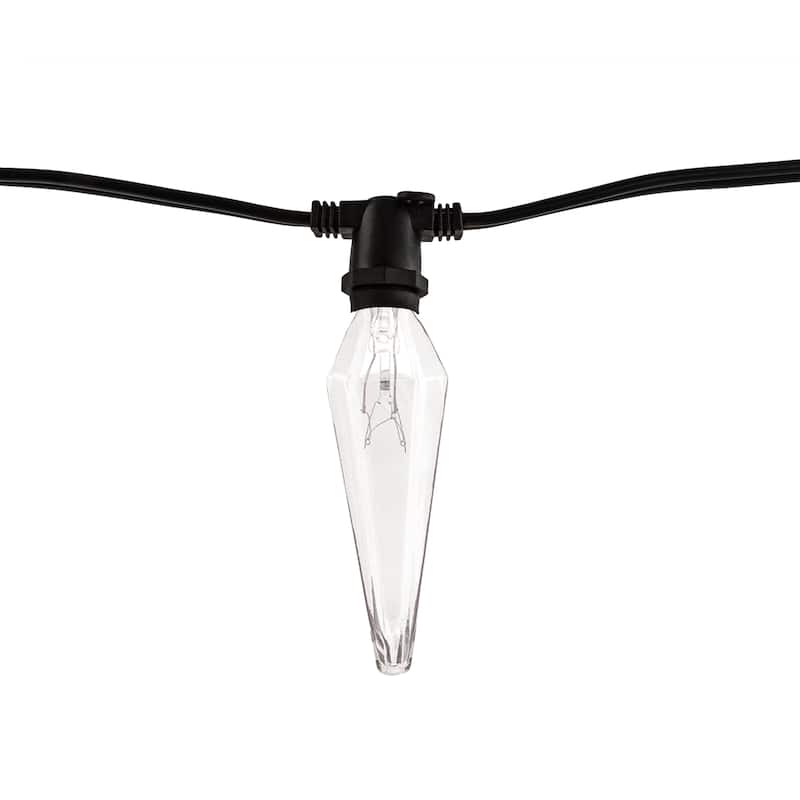 Bulbrite 14 Foot Indoor/Outdoor Black String Light with 10 -15 Watt Bulbs - Clear Prism