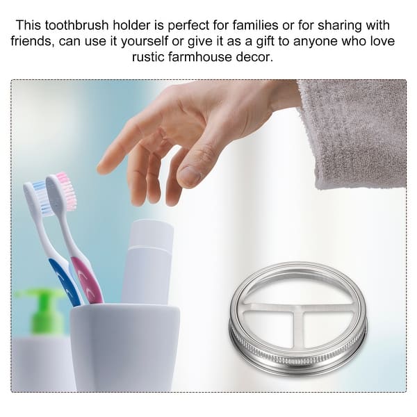 Mason Jar Toothbrush Holder Lid, 3pcs 304 Stainless Steel Wide Mouth