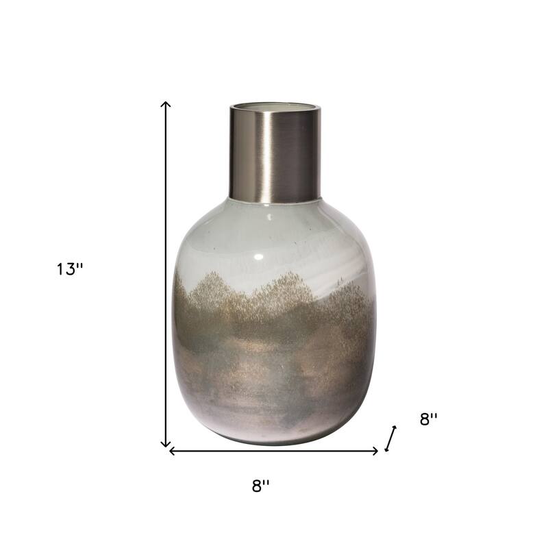 Brown Cylinder Crystal Glass Table Vase Modern Decorative Accent