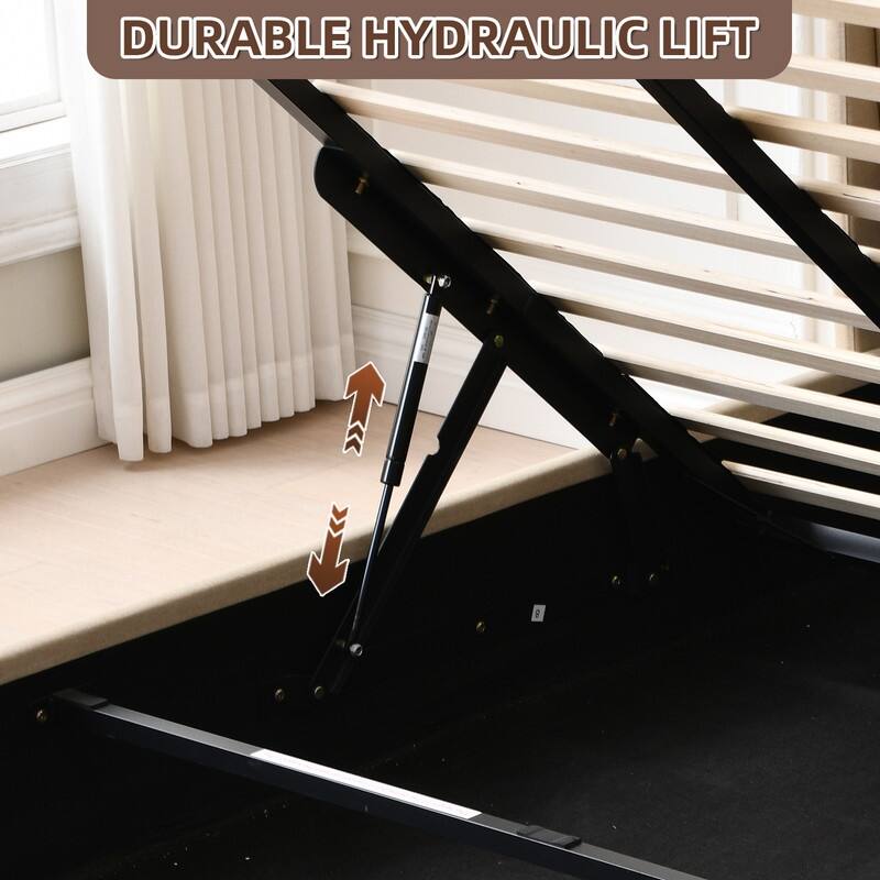 Modern Minimalist Upholstered Storage Bed with Lift-Up Platform