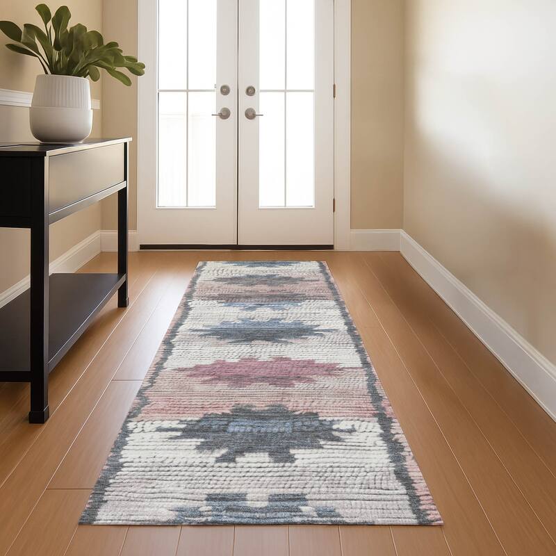 Premium Washable Super Soft Southwest Global Mayfield Rug - Denim - 2'3" x 7'6"