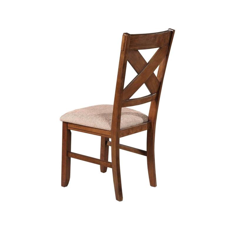 Modern Set of 2 Dining Chairs with X-Shaped Backrest, Fabric Cushioned Seat, Solid Wood Legs for Dining Room and Living Room