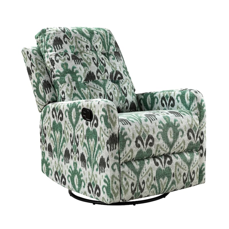 Arlette Modern Floral Manual Swivel Rocking Recliner with Tufted Ergonomic Segmented Backres and Angle Adjustment Button