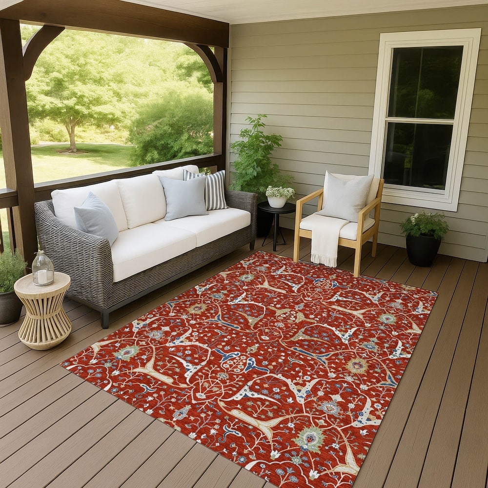 Machine Washable Indoor/ Outdoor Traditional Persian Chantille Rug