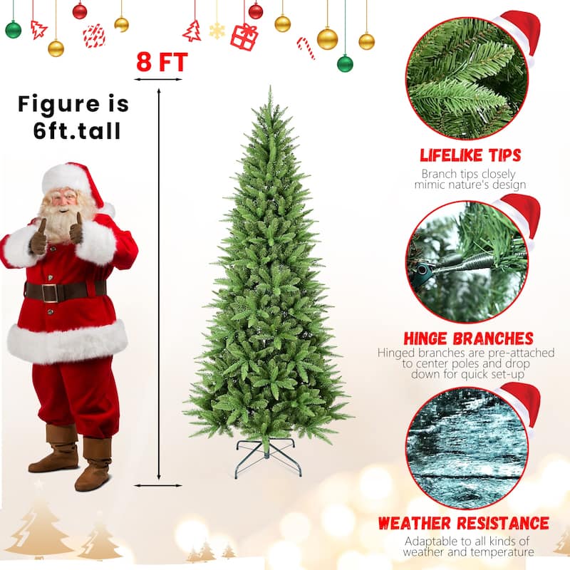9FT Slim Christmas Tree-2152 Tips, PE+PVC Branches, Hinged Design for Easy Setup