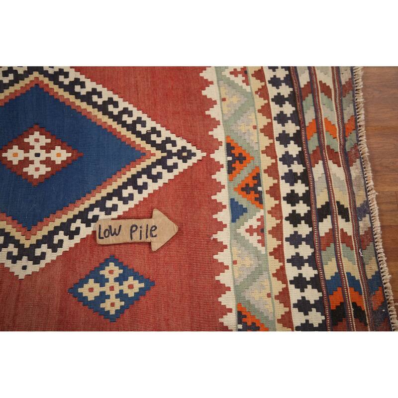 Kilim Qashqai Vegetable Dye Persian Antique Rug Flatweave Wool Carpet - 5'0"x 9'11"