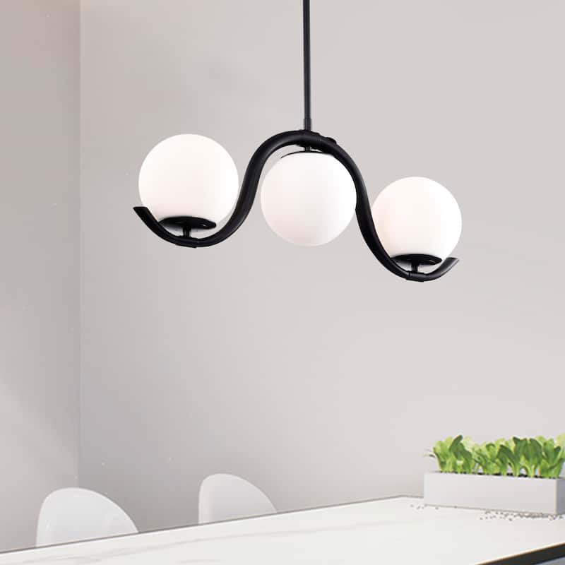Zani 24 Inch Opaque Glass Wave Pendant 3-Light