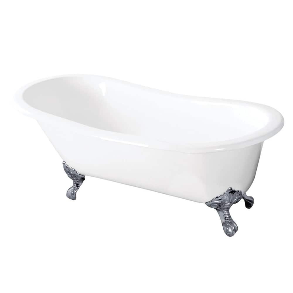 Kingston Brass Tazatina 57" Clawfoot Cast Iron Soaking Tub with
