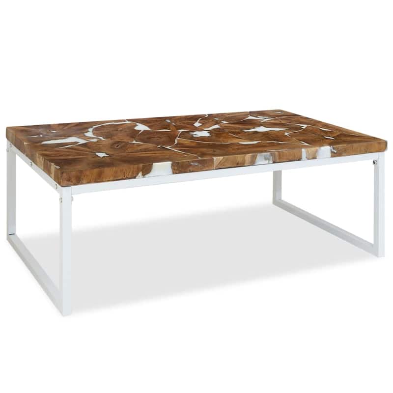vidaXL Coffee Table End Table Side Table Living Room Furniture Teak Resin - 43.3" x 23.6" x 15.7" (L x W x H)