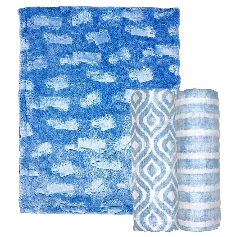 Baby Boys and Baby Girls 3 Piece Blanket Gift Set
