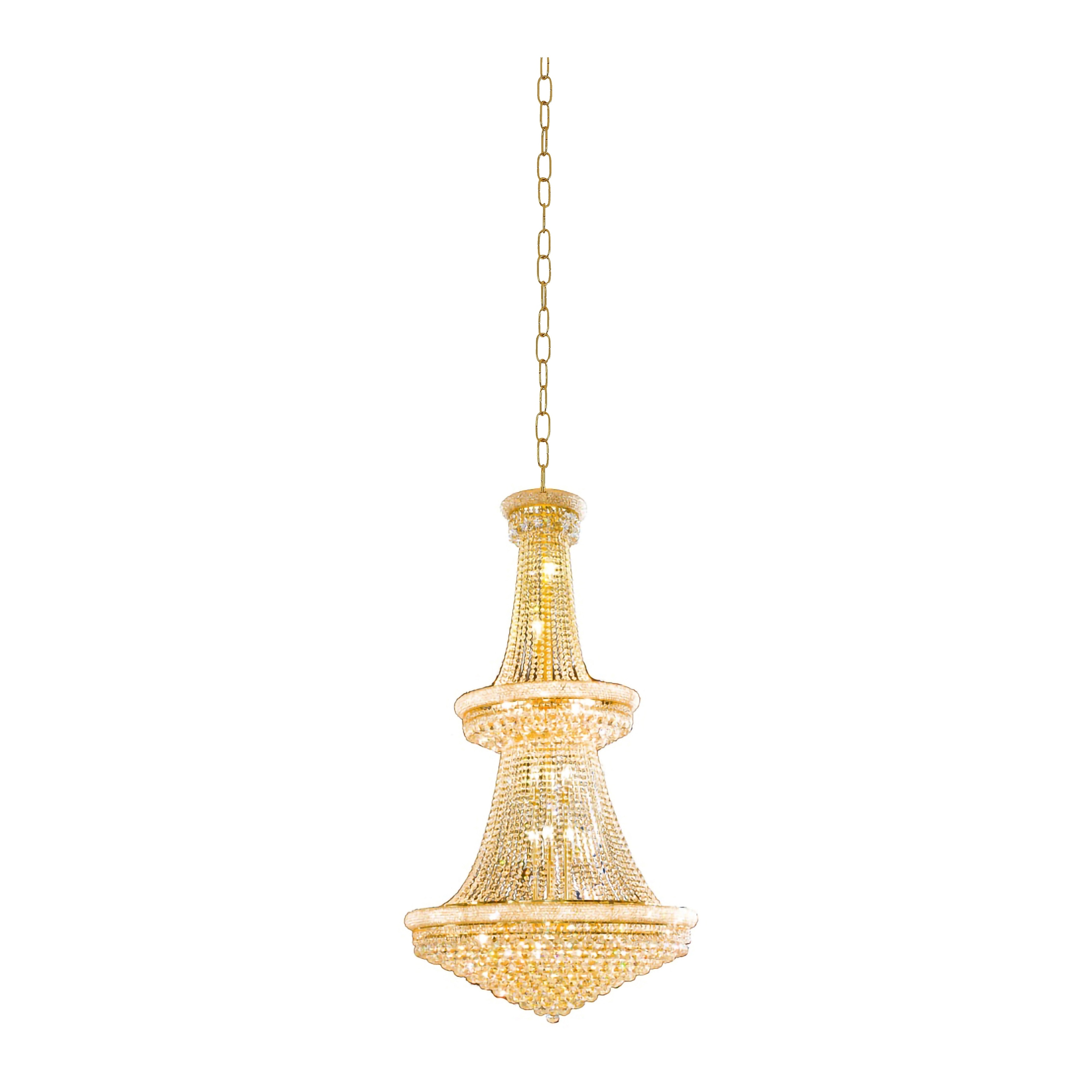32-Light Gold Chandelier With Clear Crystals