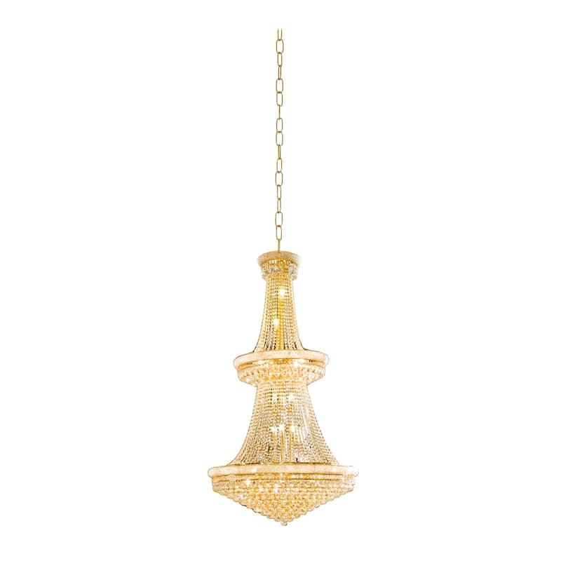 32-Light Gold Chandelier With Clear Crystals