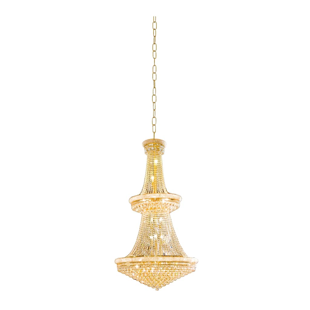 32-Light Gold Chandelier With Clear Crystals