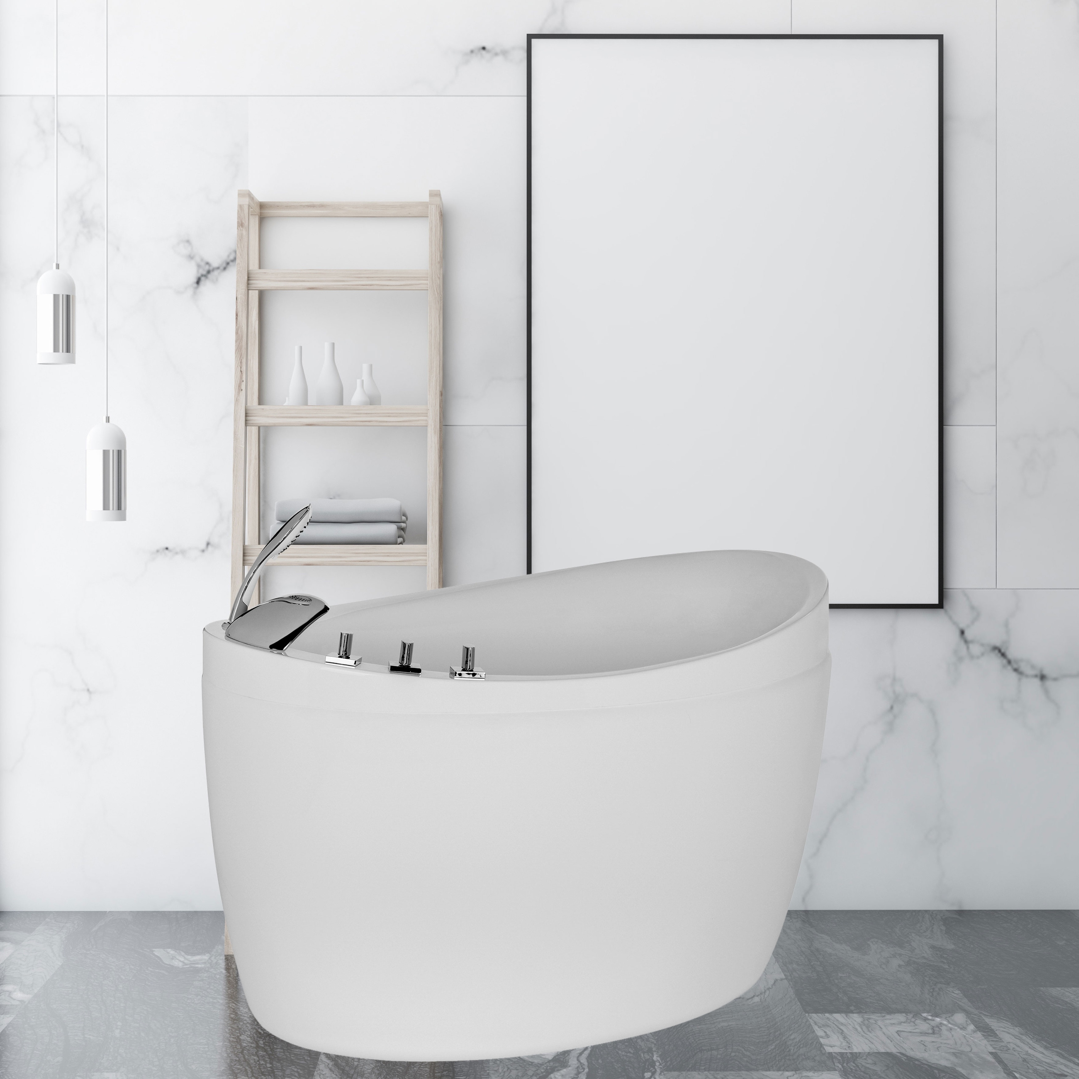 Japanese Style 59 X 31 Acrylic Flatbottom Deep Soaking Freestanding Air Bath  Bathtub With 48 Air Jets - Tub Filler - Bed Bath & Beyond - 33306517