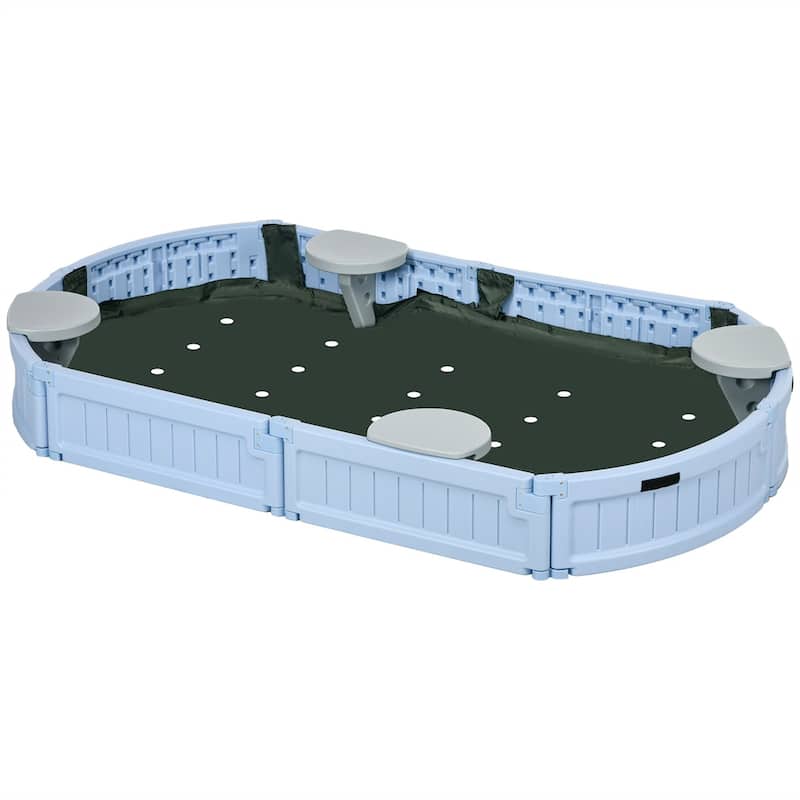 Kids Sandbox with Seats and Waterproof Cover Outdoor Sandpit for Ages 2 to 12 Years - 72" L x 41.25" W x 8.75" H