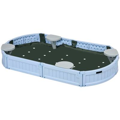 Kids Sandbox with Seats and Waterproof Cover Outdoor Sandpit for Ages 2 to 12 Years - 72" L x 41.25" W x 8.75" H