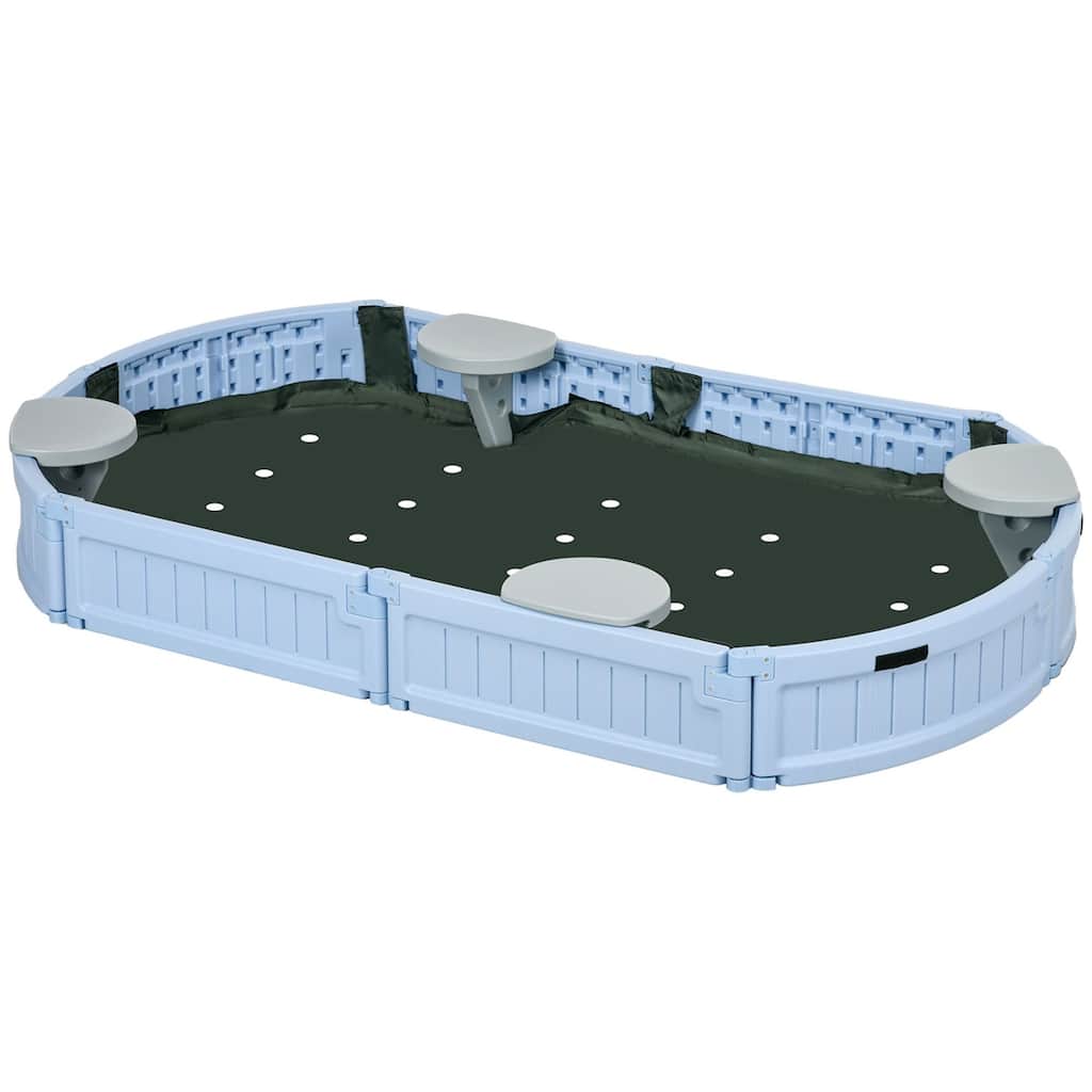 Kids Sandbox with Seats and Waterproof Cover Outdoor Sandpit for Ages 2 to 12 Years - 72" L x 41.25" W x 8.75" H