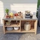 preview thumbnail 60 of 93, 100% Solid Wood Outdoor Kitchen Cabinet Set, Modular Patio BBQ Island Sideboard Buffet Pantry 51.2"low cabient(Wood)