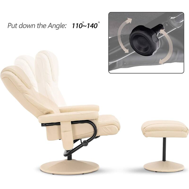 MCombo set of 2 Faux Leather Swivel Massage Recliner with ottoman