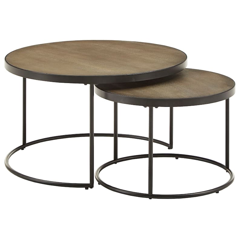 Downing Wood Round Nesting Coffee Table Set by iNSPIRE Q Modern - Faux Stingray Top Nesting Tables