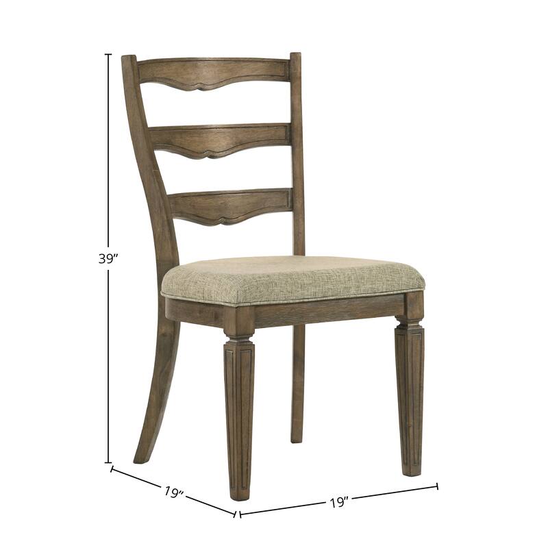 Parfield Light Brown Fabric & Weathered Oak Finish Side Chair (Set of 2)