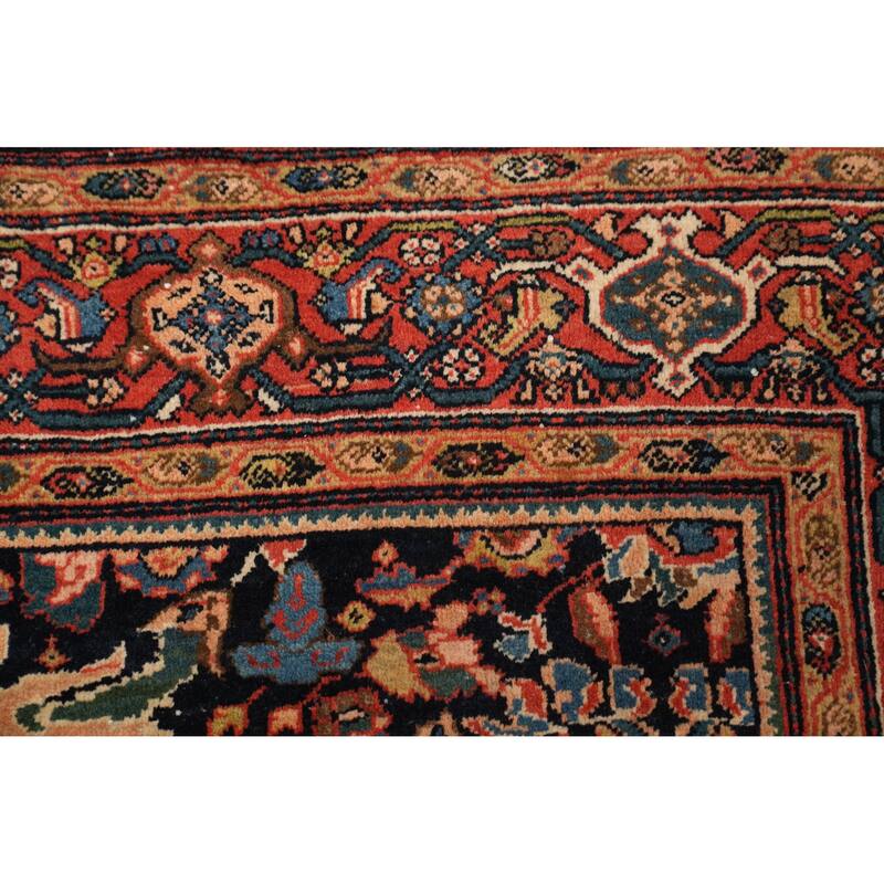 Hand Knotted Oriental 100% Wool Carpet Traditional Floral Navy Blue & Blues Sarouk Area Rug - 6' 10'' X 4' 5''