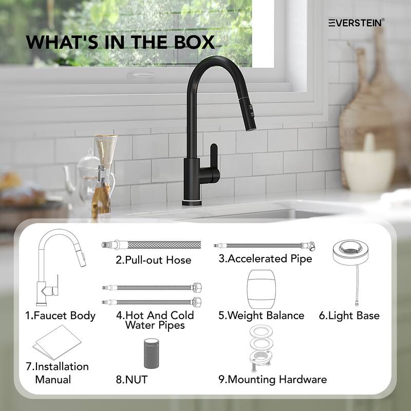 Kitchen Faucets with Pull Down Sprayer LED Single Handle High Arc Pull Out Kitchen Faucet Kitchen Sink Faucet