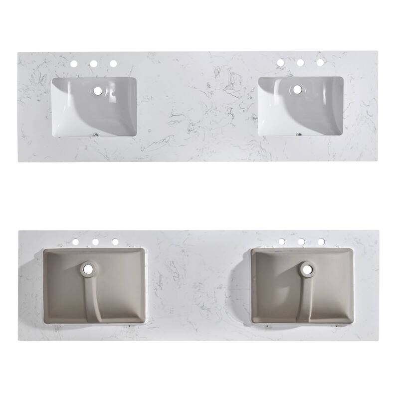 Prismosaic 72 in. Lunar Gray Vanity with Countertop & Splash,Double Sinks