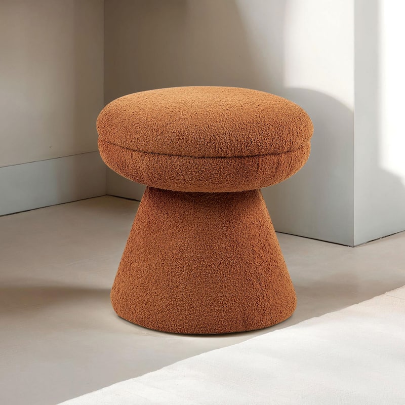 Furniture of America Silas Modern 18-inch Mushroom Upholstered Ottoman - Saddle Brown