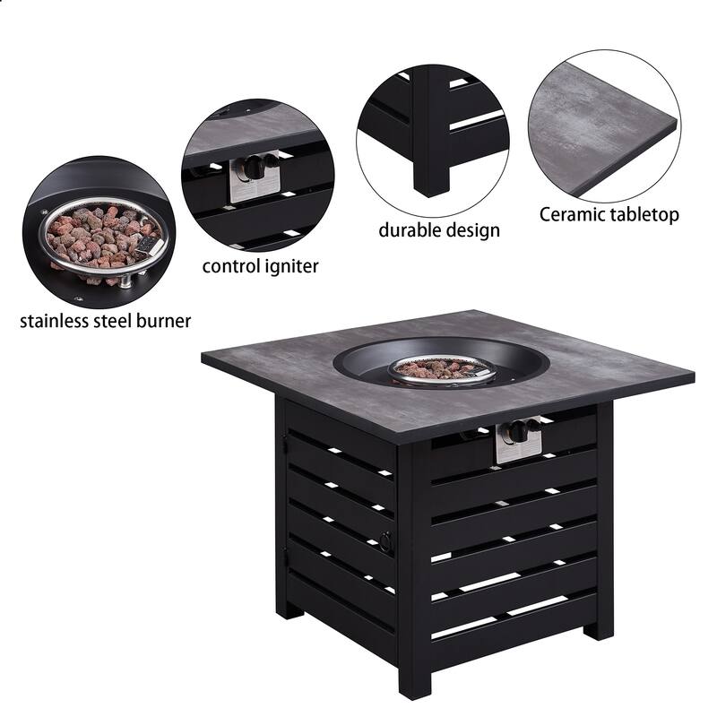 CASAINC 40,000 BTU Auto-Ignition Propane Gas Fire Pit Table - 32 x 32 in