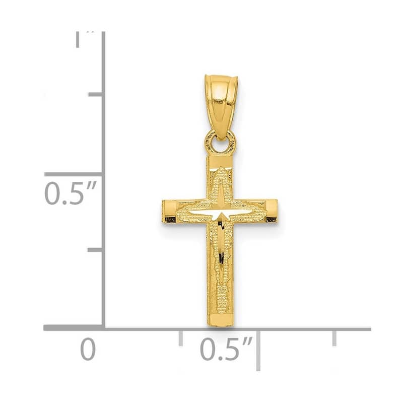 Curata 10k Yellow Gold 18" 20 x11mm Small Sparkle-Cut Cross Pendant Necklace