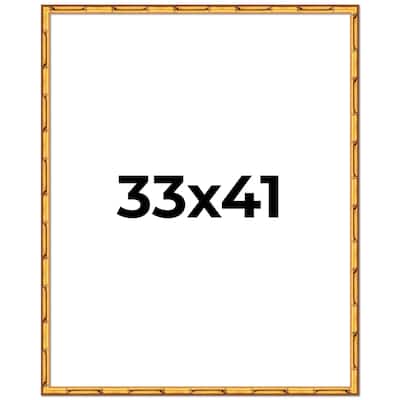 33x41 Frame Gold Bamboo Picture Frame Modern Photo Frame Includes UV Acrylic Shatter Guard Front Acid Free Foam Backing Board